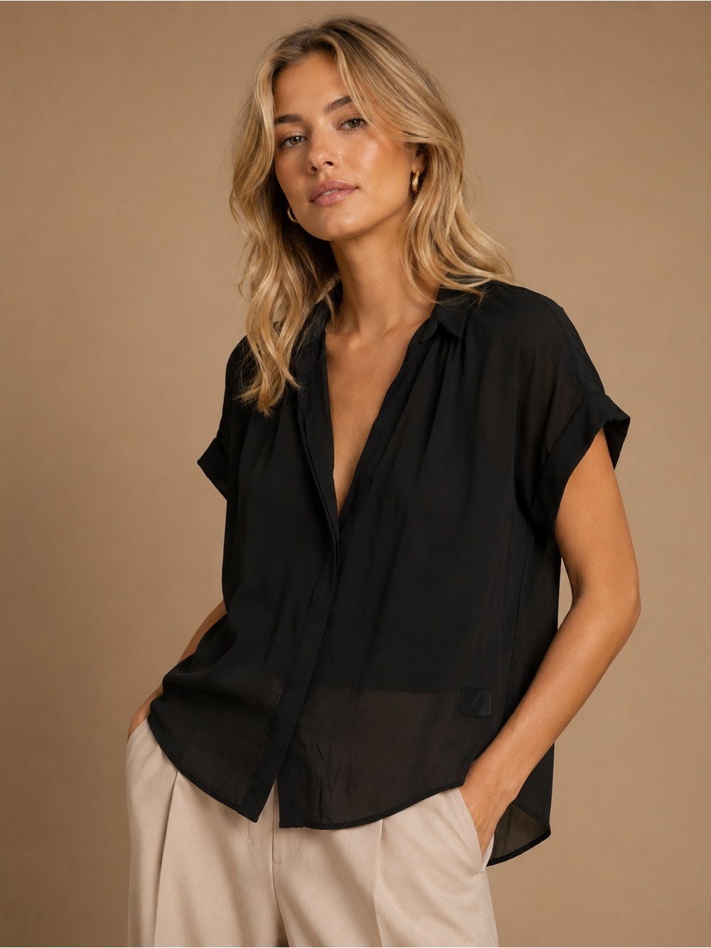 APT. 9 Black Sheer Open Front Blouse 0X Lightweight Layering Top
